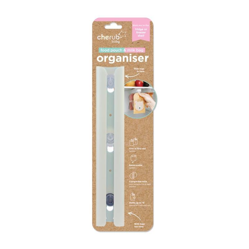 Cherub Baby Reusable Food Pouches 120ml Dusty Rose & Sand & Pouch Organiser Bundle
