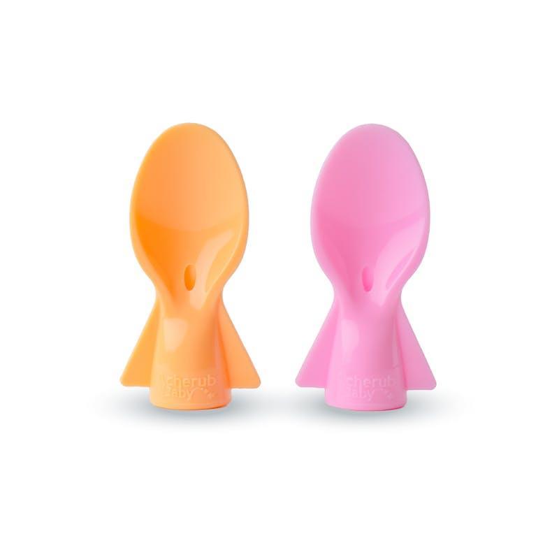 Cherub Baby Reusable Food Pouches 120ml+Food Pouch Spoons & Spouts Animal Dusty Rose Sand Bundle
