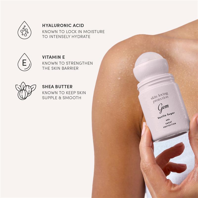 Gem Skin-Loving Antiperspirant Deodorant Roll On Vanilla Sugar 50ml