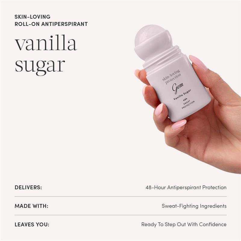 Gem Skin-Loving Antiperspirant Deodorant Roll On Vanilla Sugar 50ml