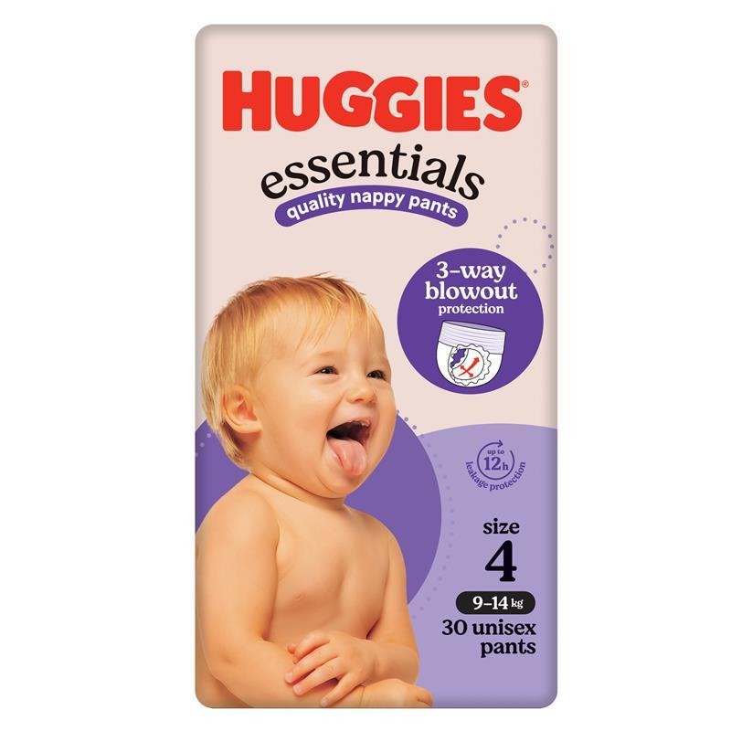 Huggies Essentials Nappy Pants  Size 4 9-14kg 30 Pack