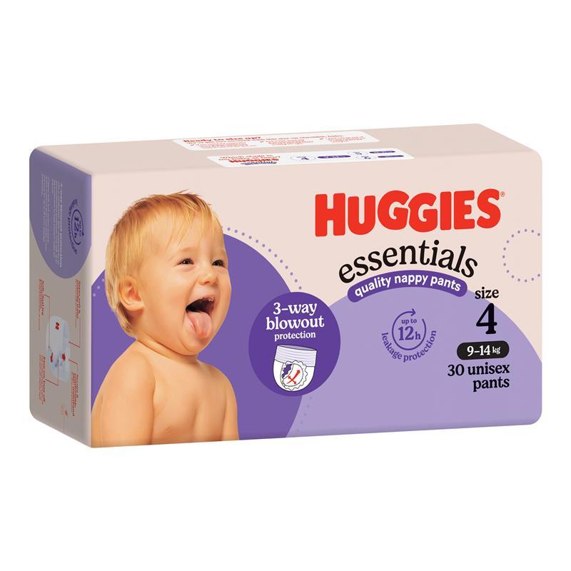 Huggies Essentials Nappy Pants  Size 4 9-14kg 30 Pack