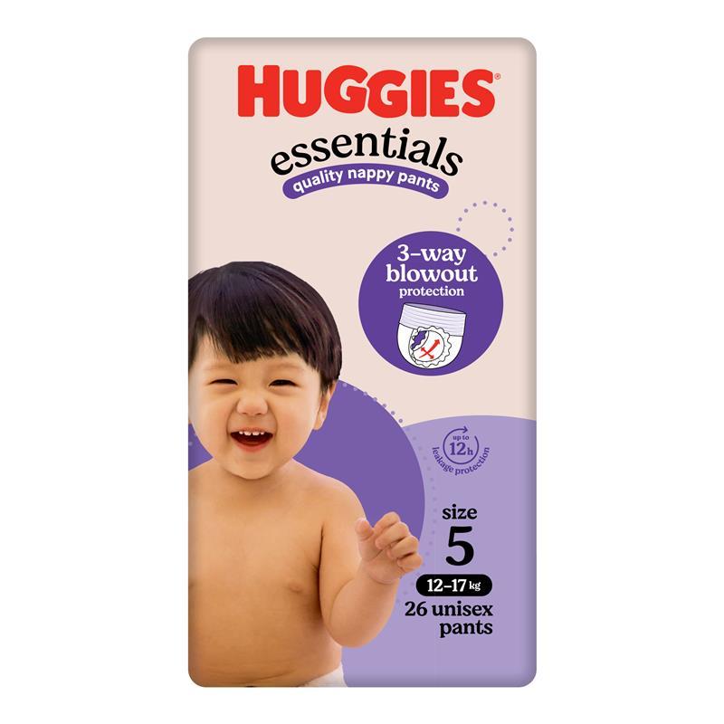 Huggies Essentials Nappy Pants Size 5 12-17kg 26 Pack
