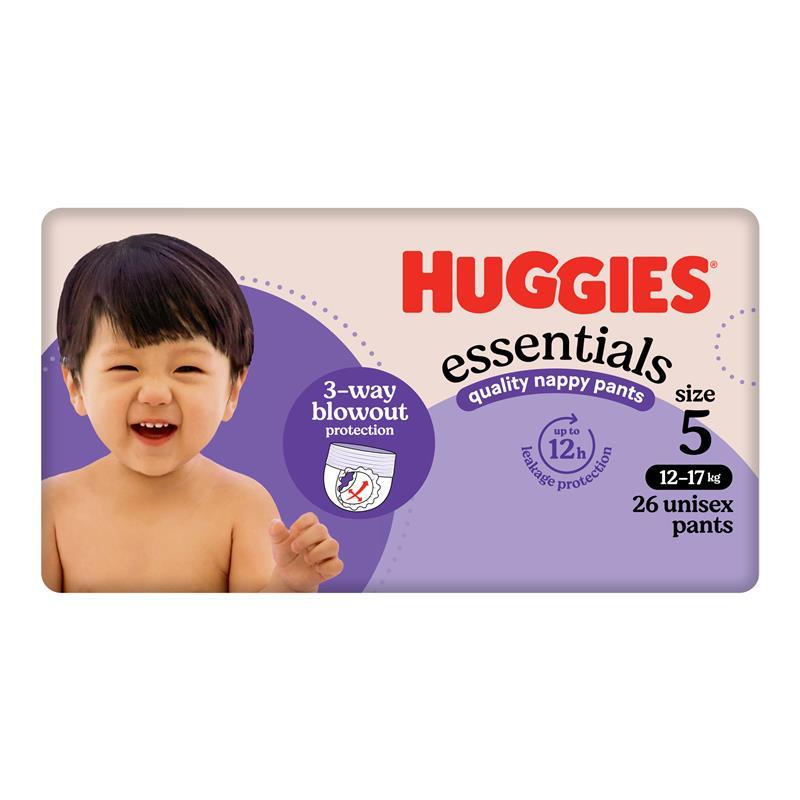 Huggies Essentials Nappy Pants Size 5 12-17kg 26 Pack