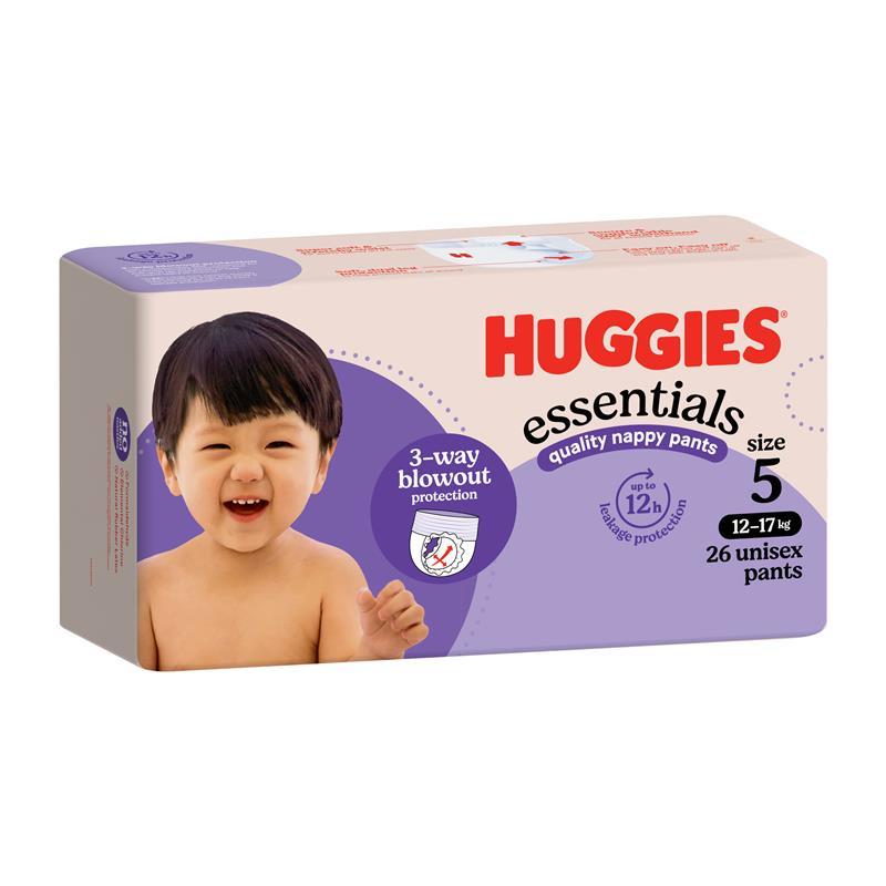 Huggies Essentials Nappy Pants Size 5 12-17kg 26 Pack