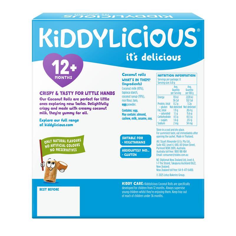 Kiddylicious Mini Coconut Rolls 7g x 8 Pack