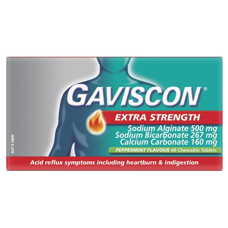 Gaviscon Extra Strength Peppermint Flavour 48 Tablets