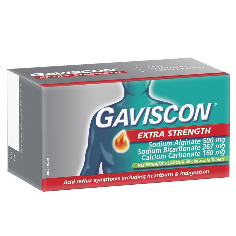 Gaviscon Extra Strength Peppermint Flavour 48 Tablets