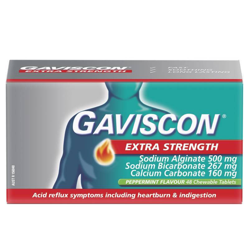 Gaviscon Extra Strength Peppermint Flavour 48 Tablets