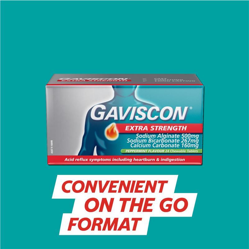 Gaviscon Extra Strength Peppermint Flavour 48 Tablets