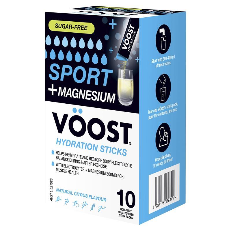 Voost Sport + Magnesium Citrus Stick 10 Pack