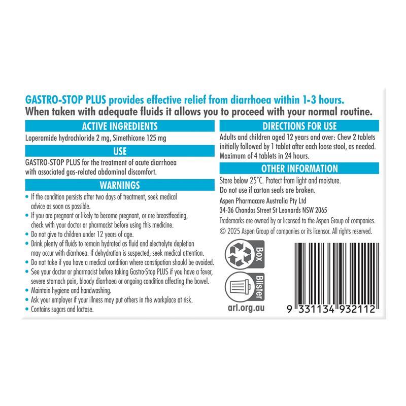 Gastro Stop Plus Chewable 18 Tablets