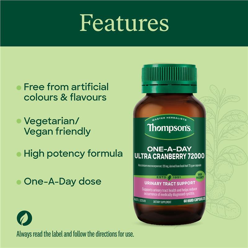 Thompsons One-A-Day Ultra Cranberry 72000mg 60 Capsules