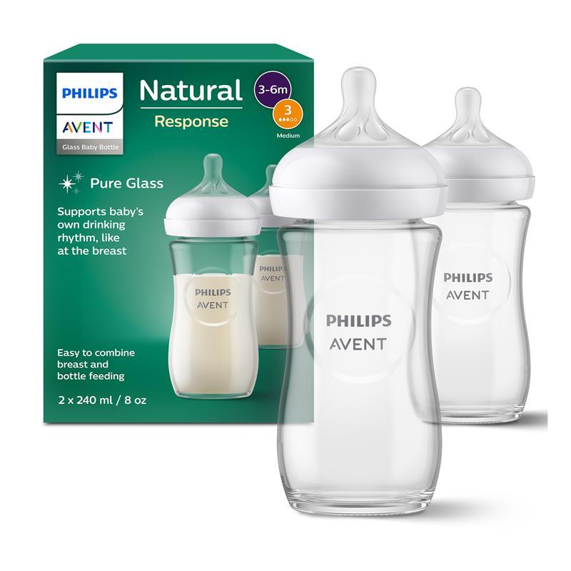 Avent Natural Response Glass Bottle 240ml 2 Pack