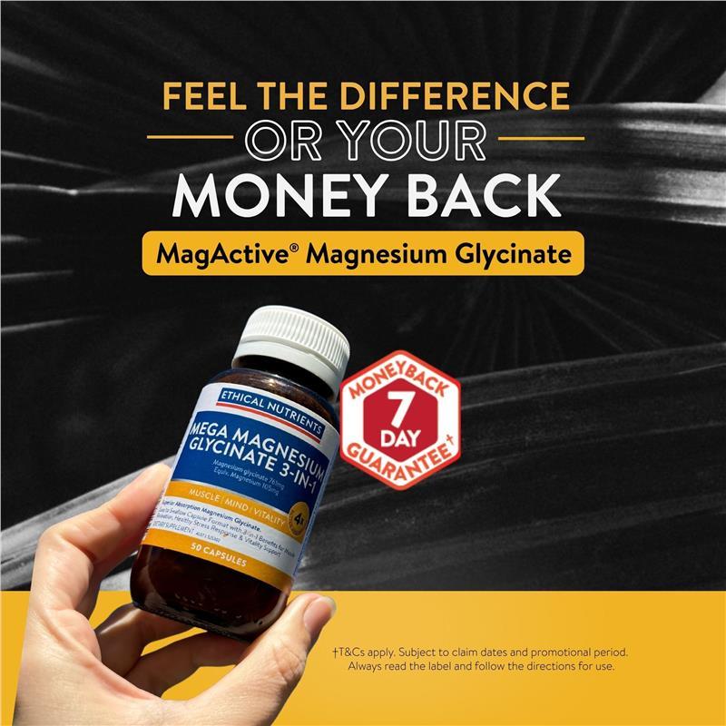 Ethical Nutrients Mega Magnesium Glycinate 3-in-1 50 Capsules