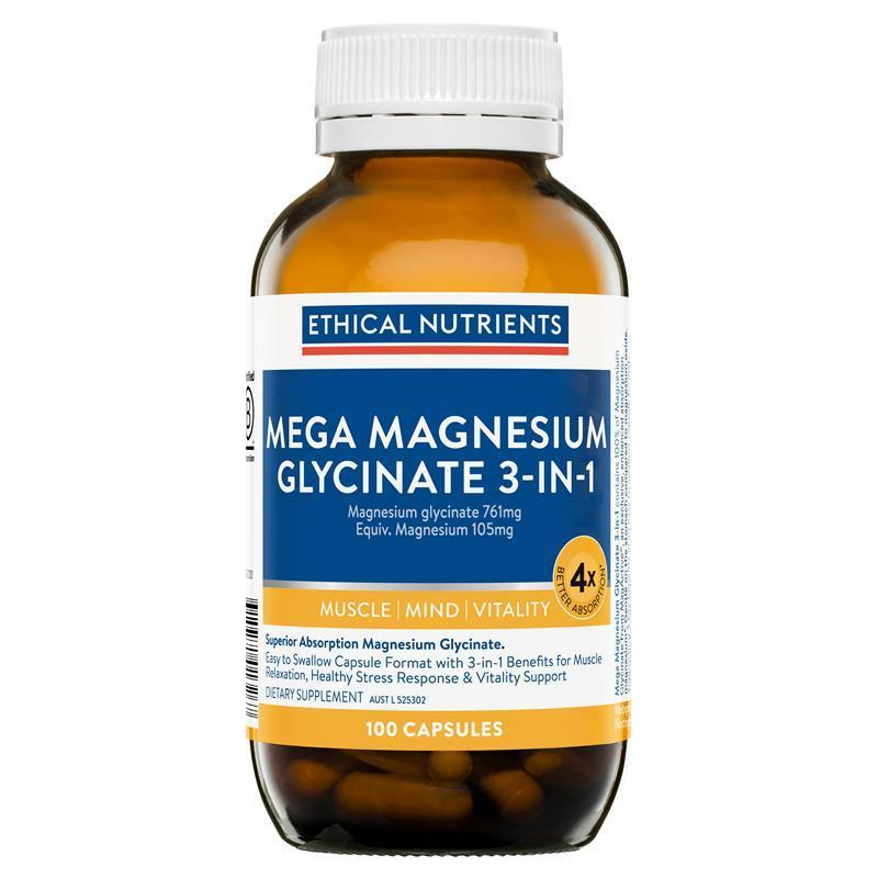 Ethical Nutrients Mega Magnesium Glycinate 3-in-1 100 Capsules