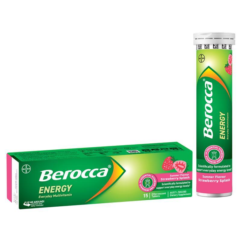 Berocca Energy Strawberry Splash 15 Effervescent Tablets
