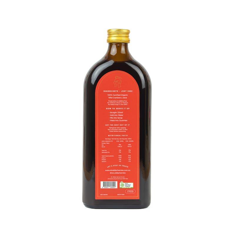 Mt. Wilder Berries Certified Organic Wild Cranberry Juice - 500ml 6 Pack