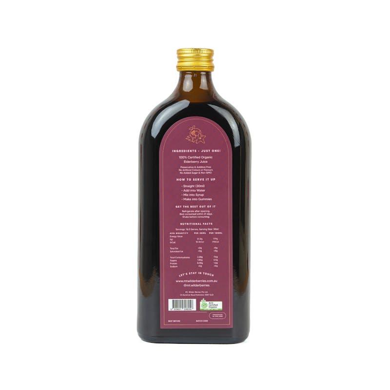 Mt. Wilder Berries Certified Organic Elderberry Juice - 500ml 6 Pack