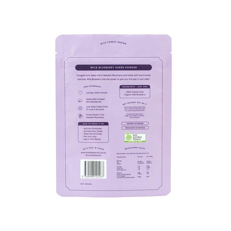 Mt. Wilder Berries Certified Organic Wild Blueberry Super Powder - 100g Single