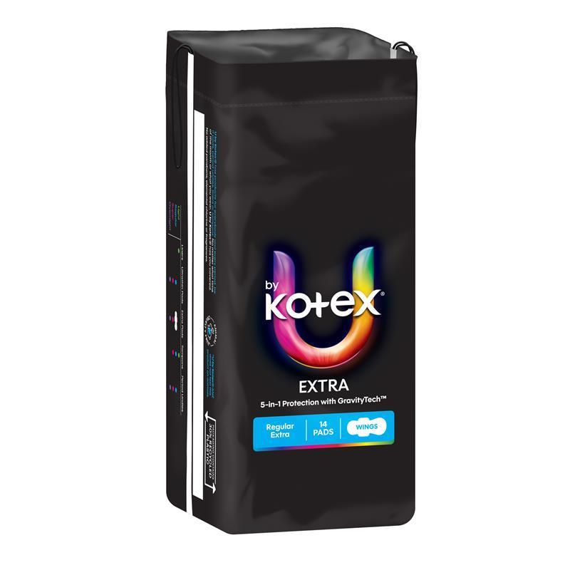 U by Kotex Extra Pads Regular with Wings 14 Pack