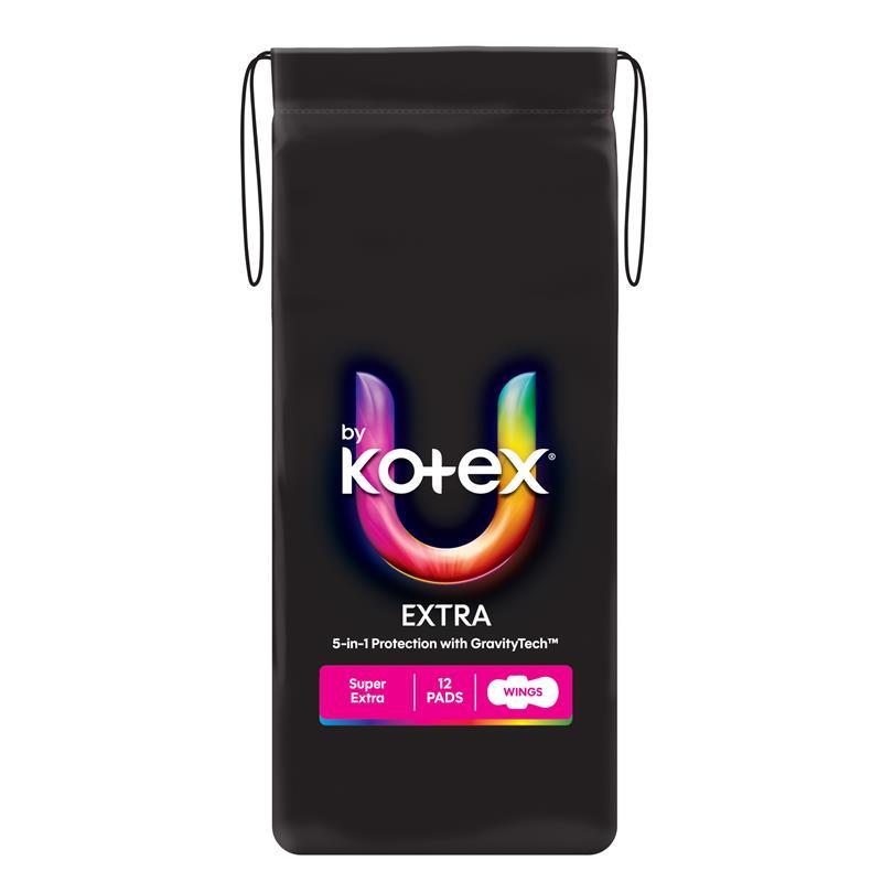 U by Kotex Extra Pads Super with Wings 12 Pack