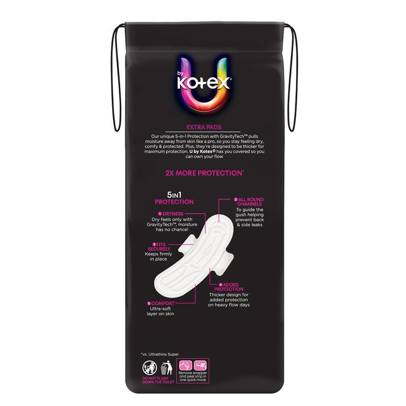 U by Kotex Extra Pads Super with Wings 12 Pack