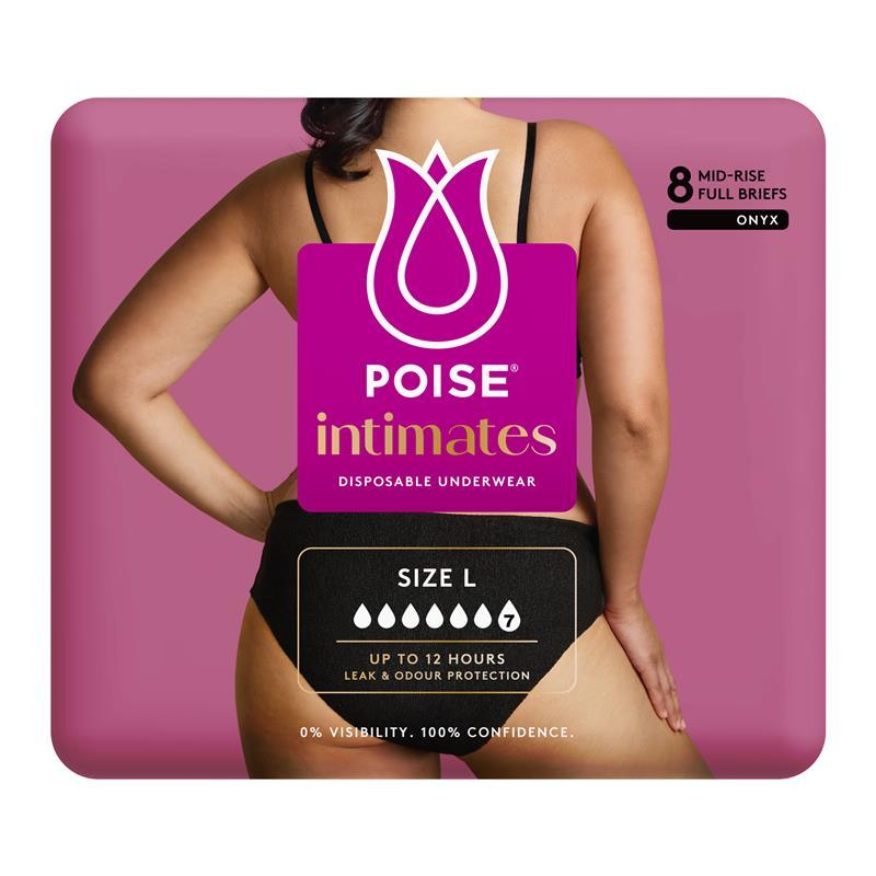Poise Intimates Disposable Incontinence Pants Large (94-119cm) 8 Pack