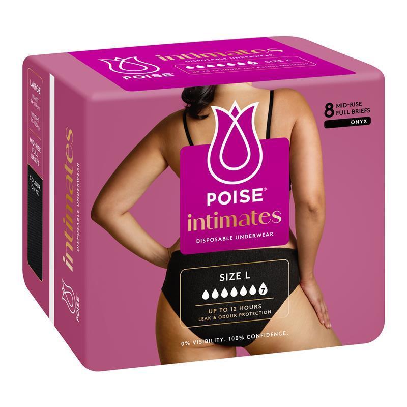 Poise Intimates Disposable Incontinence Pants Large (94-119cm) 8 Pack