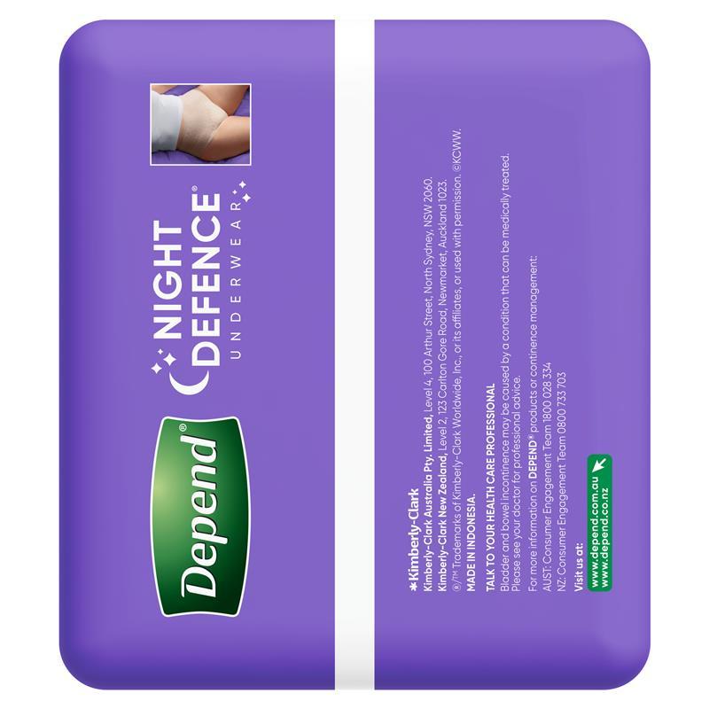 Depend Night Defence Incontinence Underwear for Women Medium 8 Pack