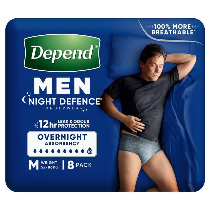 Depend Men Night Defence Incontinence Underwear Medium 8 Pack