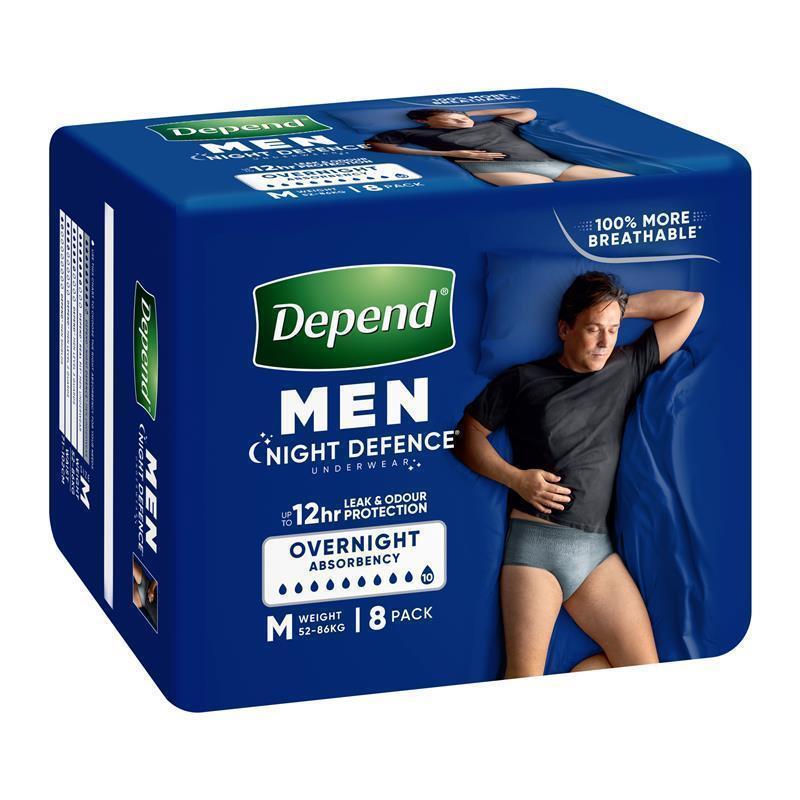 Depend Men Night Defence Incontinence Underwear Medium 8 Pack