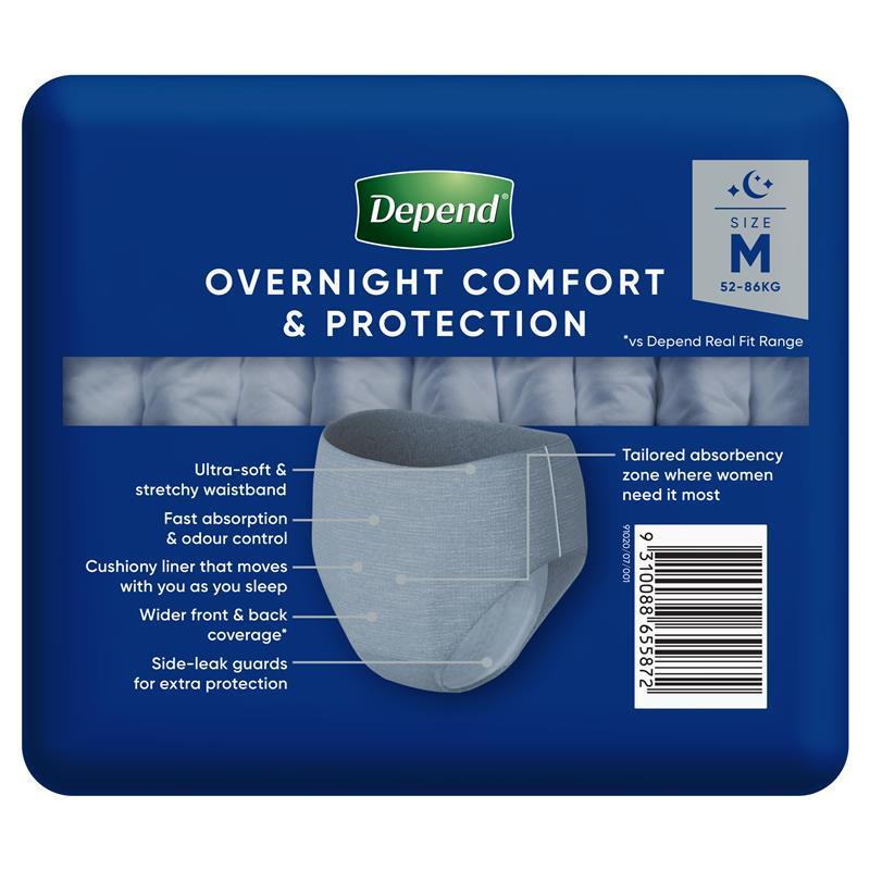 Depend Men Night Defence Incontinence Underwear Medium 8 Pack