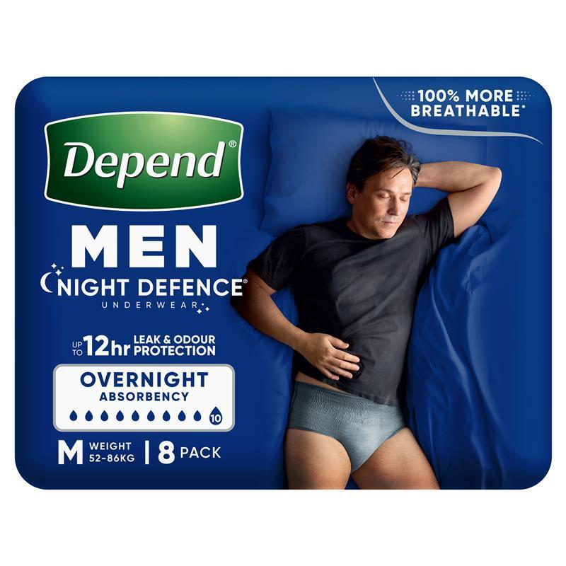 Depend Men Night Defence Incontinence Underwear Medium 8 Pack