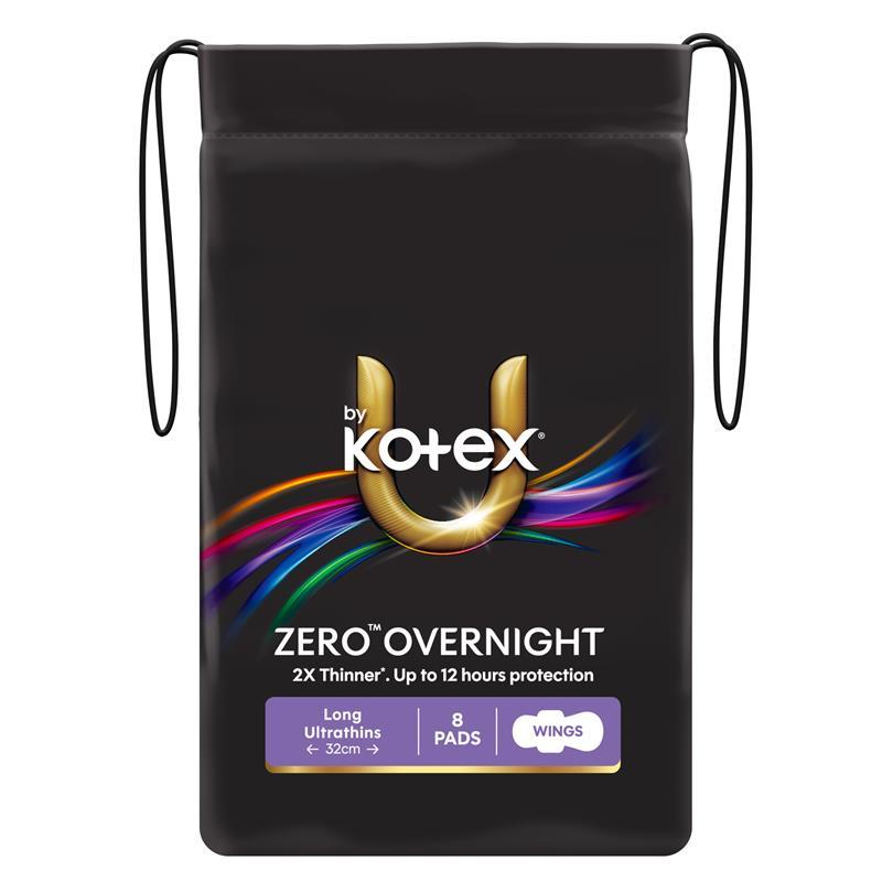 U by Kotex Zero Pads Overnight 8 Pack