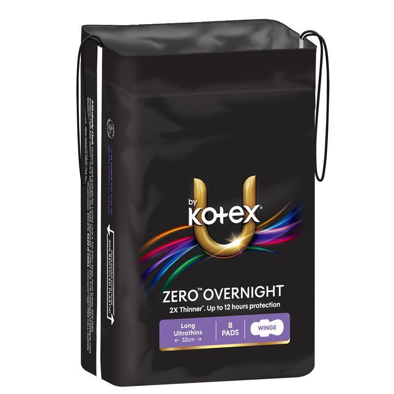 U by Kotex Zero Pads Overnight 8 Pack