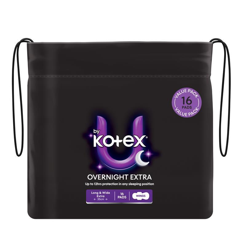 U by Kotex Overnight Pads Long 16 Pack