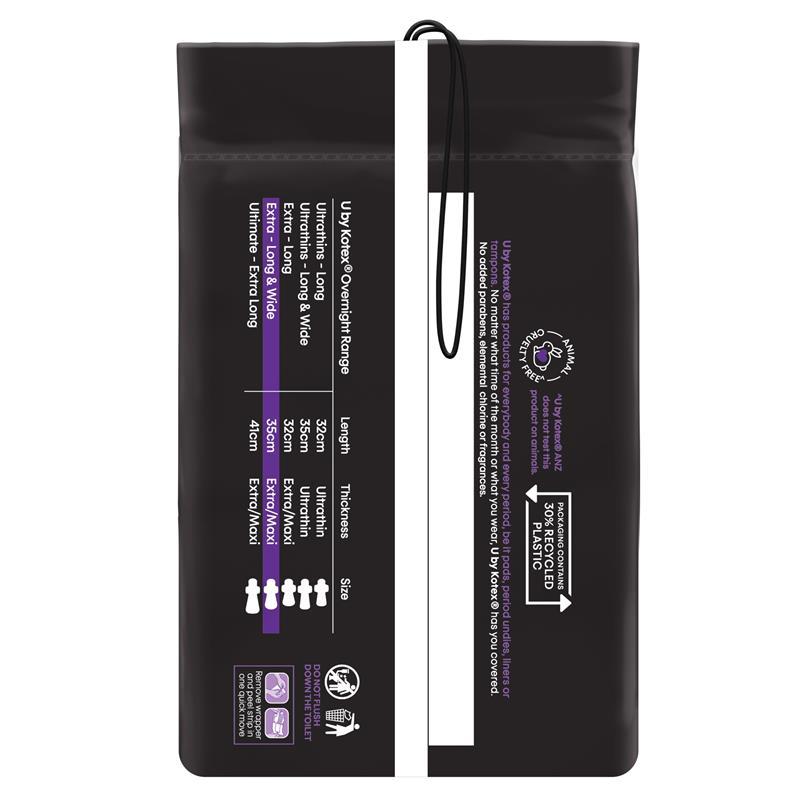 U by Kotex Overnight Pads Long 16 Pack