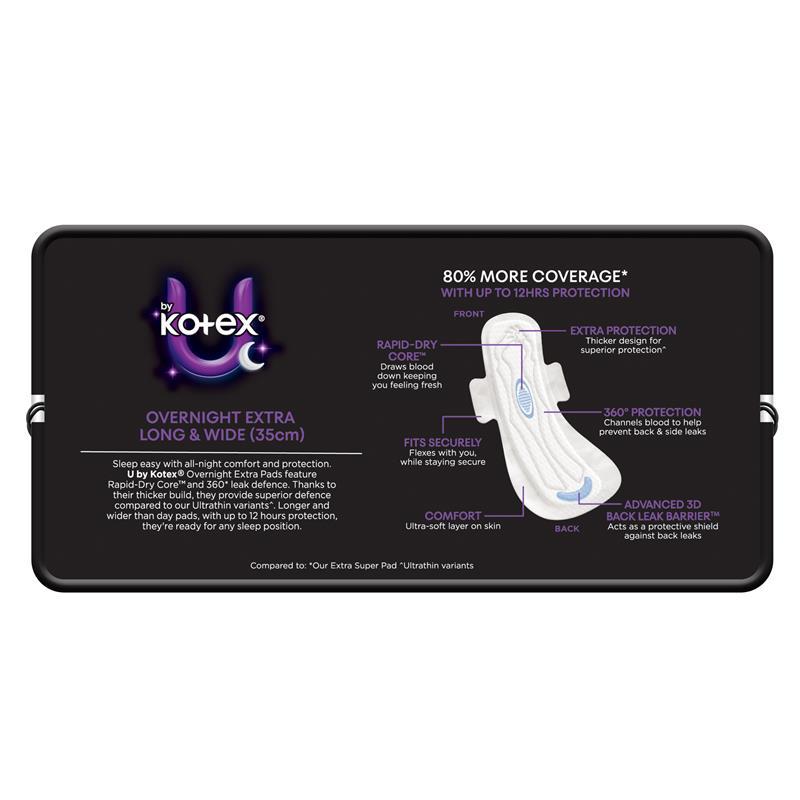 U by Kotex Overnight Pads Long 16 Pack