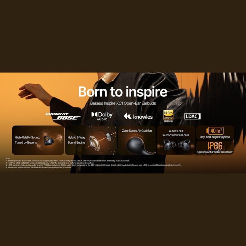 Laser Baseus Inspire XC1 Open-Ear Earbuds Black
