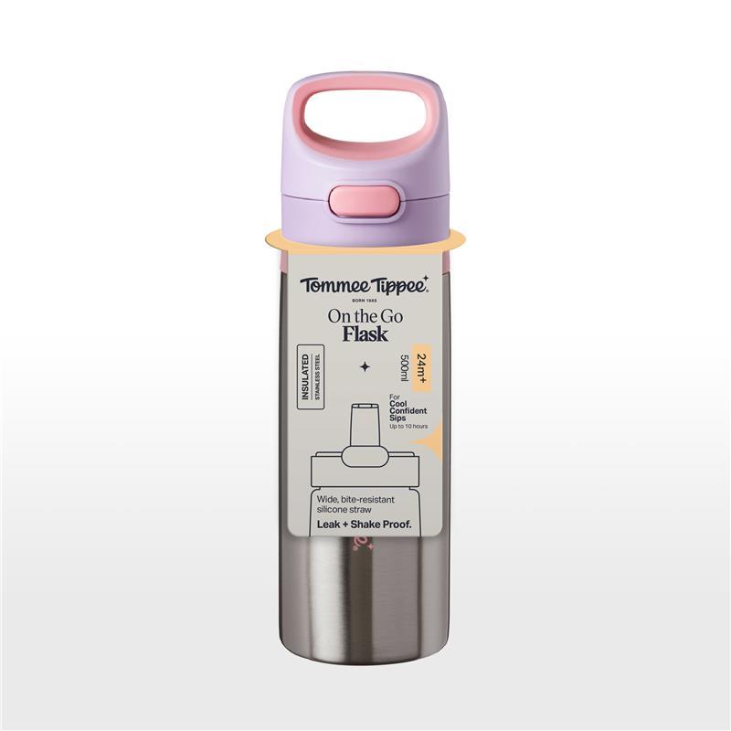 Tommee Tippee Stainless Steel On-The-Go Drink Bottle 24M+ 500ml Assorted Colours