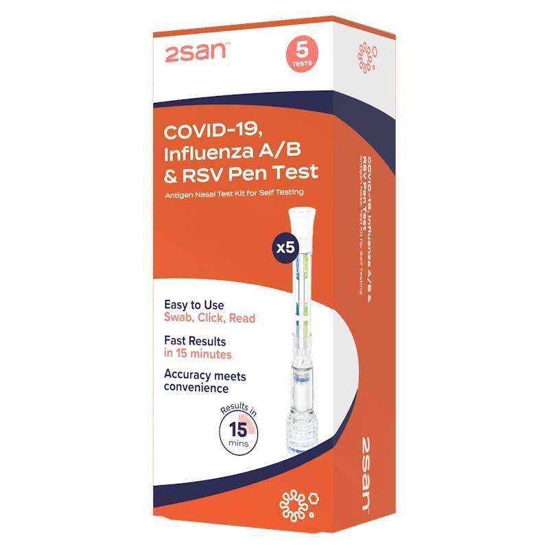 2San Pen COVID-19, Flu A/B, RSV Rapid Antigen Test 5 Pack