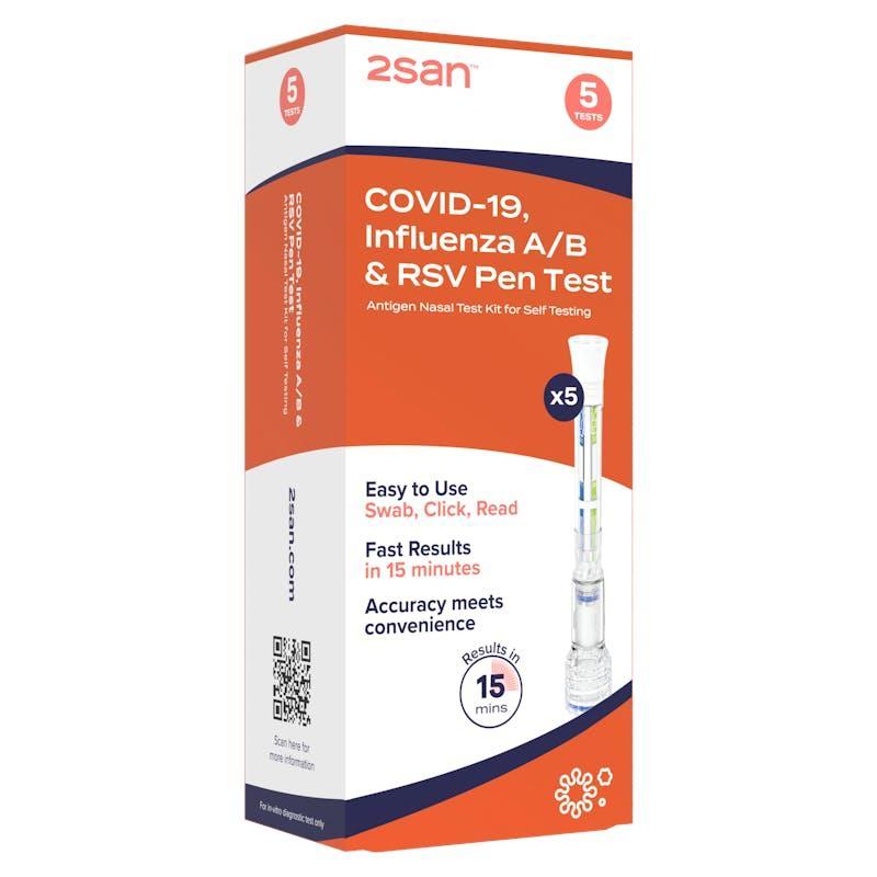2San Pen COVID-19, Flu A/B, RSV Rapid Antigen Test 5 Pack