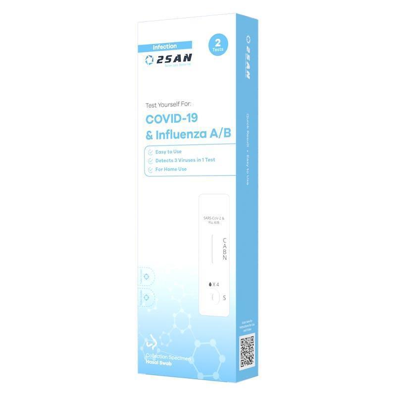 2San COVID-19 and Flu A/B Rapid Test Kit 2 Pack