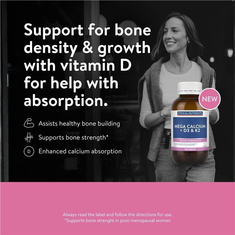 Ethical Nutrients Calcium +D3&K2 120 Tablets