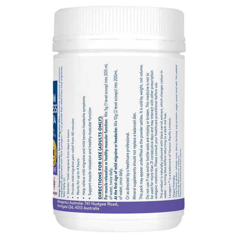 Ethical Nutrients Mega Magnesium Glycinate Stress & Migraine Ultra 120g