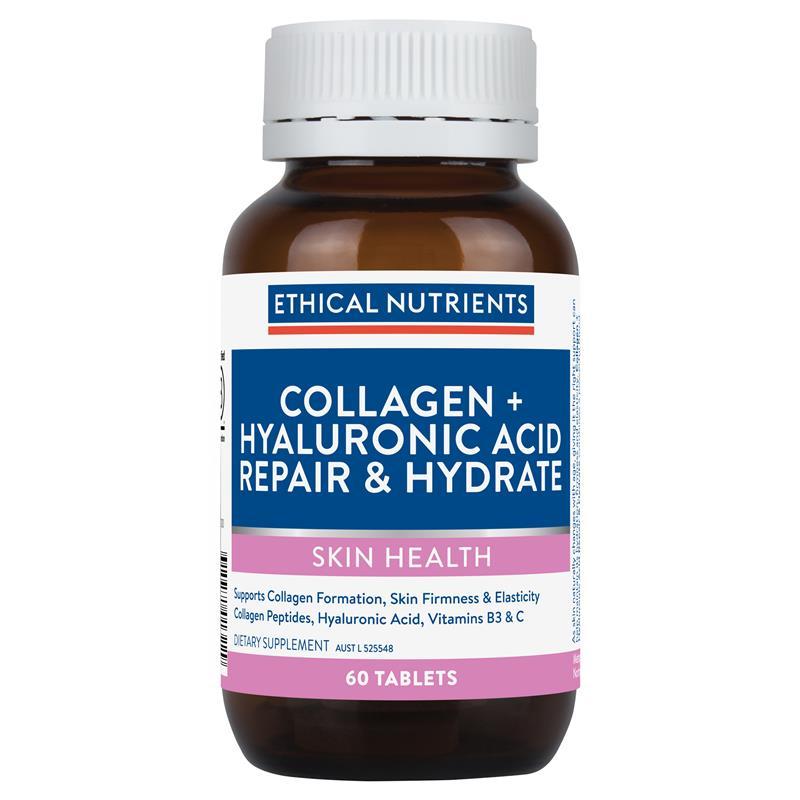 Ethical Nutrients Collagen Hyaluronic Acid Repair & Hydrate 60 Tablets