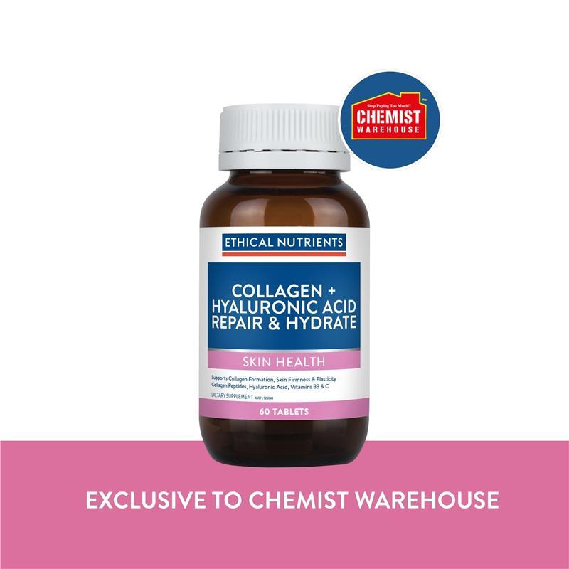 Ethical Nutrients Collagen Hyaluronic Acid Repair & Hydrate 60 Tablets