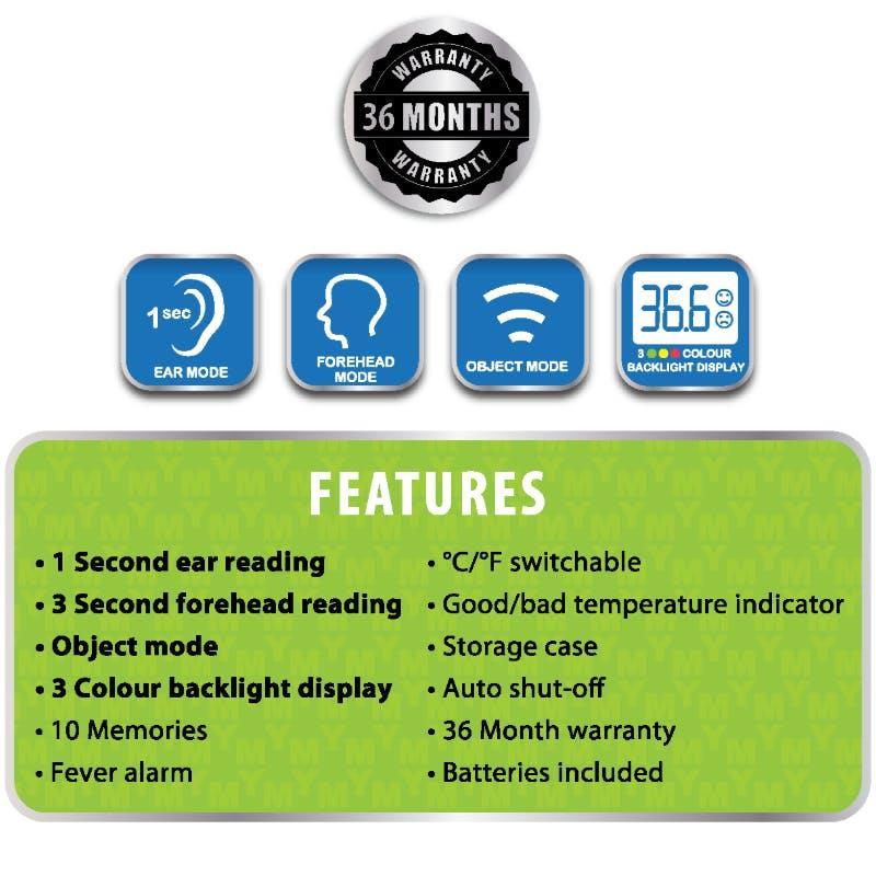 MY Healthstyle Infrared Ear Thermometer - Multi Function 1Unit