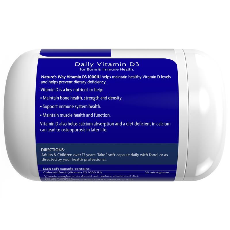Nature's Way Vitamin D 1000iu 500 Capsules